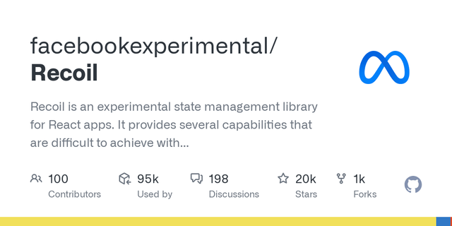 GitHub - facebookexperimental/Recoil: Recoil is an experimental state management library for React apps. It provides several capabilities that are difficult to achieve with React alone, while being compatible with the newest features of React.