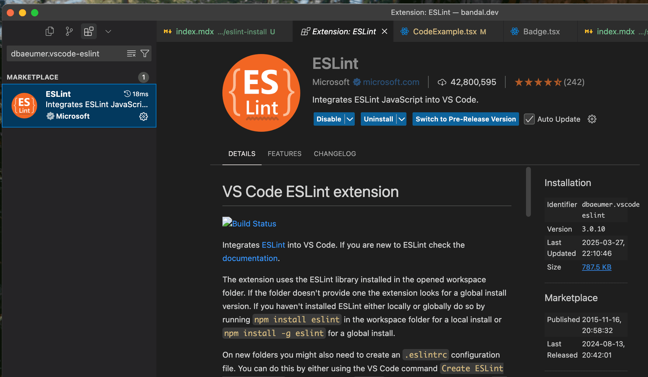 VSCode ESLint Extension